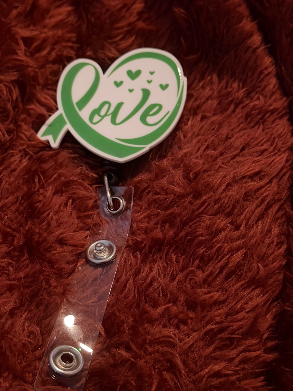 Green 'Love' Heart Badge Reel - Women's Accessories